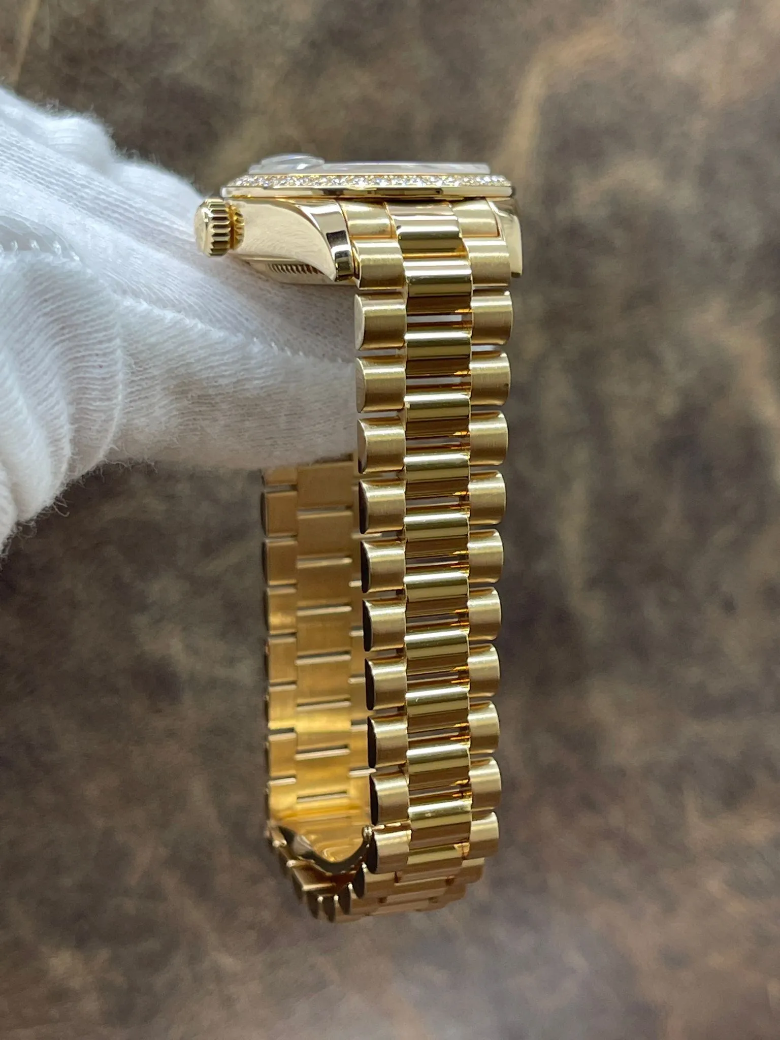 Rolex Datejust 28mm 18K Yellow Gold 279138 Cornflower Blue Stripe Diamond Dial Automatic Women's Watch