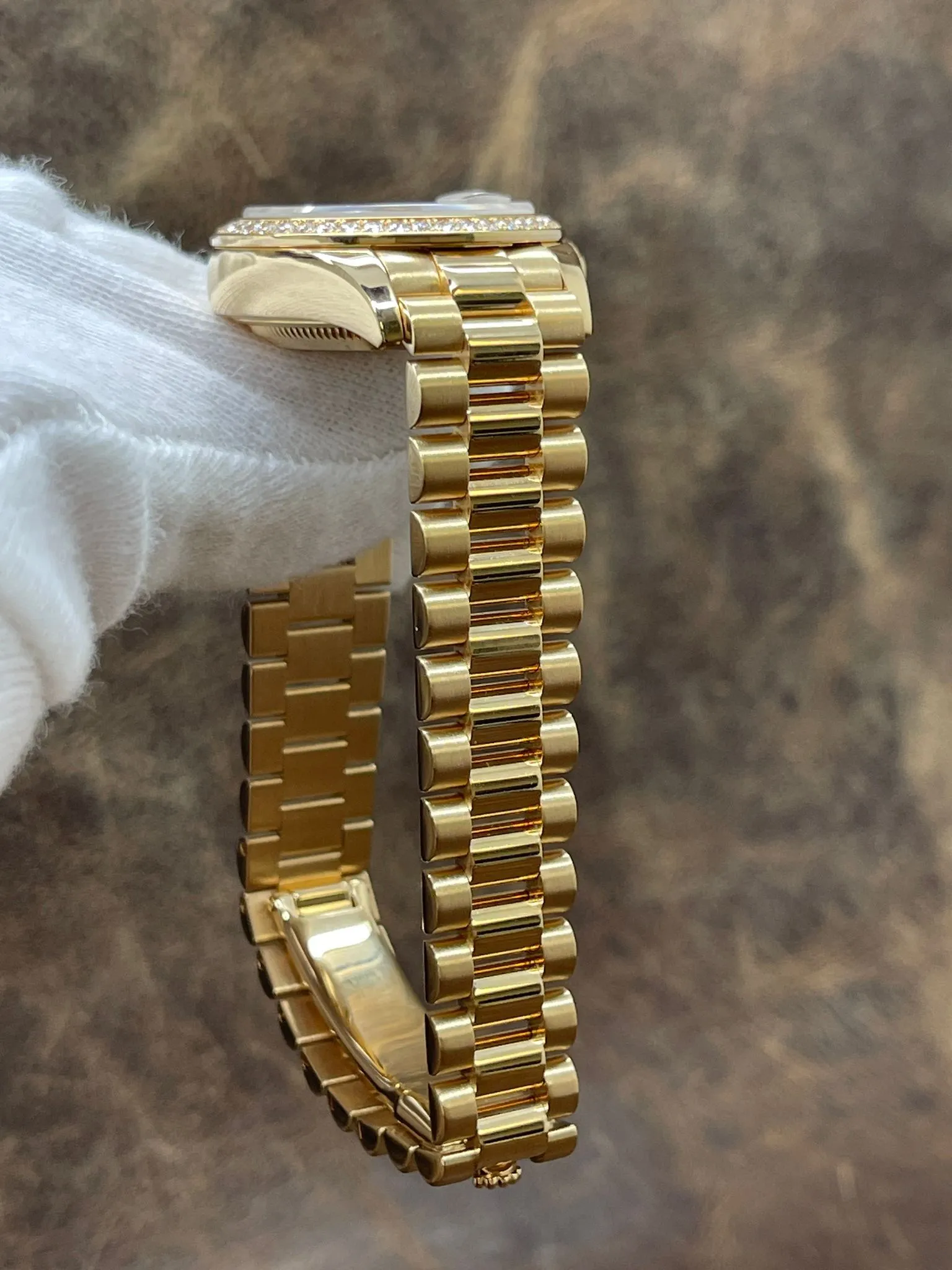Rolex Datejust 28mm 18K Yellow Gold 279138 Cornflower Blue Stripe Diamond Dial Automatic Women's Watch