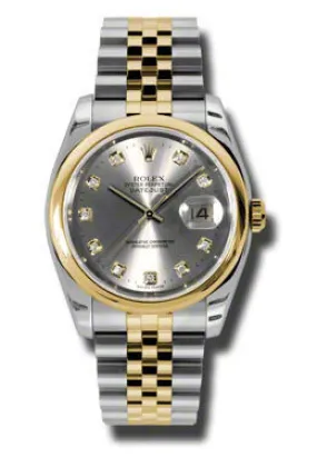 Rolex Datejust 36 Grey Dial Stainless Steel and 18K Yellow Gold Jubilee Bracelet Automatic Men's Watch 116203GYDJ