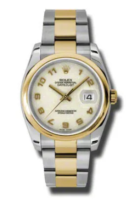 Rolex Datejust 36 Ivory Dial Stainless Steel and 18K Yellow Gold Oyster Bracelet Automatic Men's Watch 116203IJAO