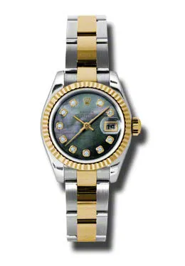 Rolex Lady Datejust 26 Black Mother of Pearl Dial Stainless Steel and 18K Yellow Gold Oyster Bracelet Automatic Watch 179173BKMDO