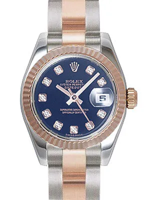 Rolex Lady Datejust 26 Blue Dial Stainless Steel and 18K Everose Gold Oyster Bracelet Automatic Watch BLDO 179171