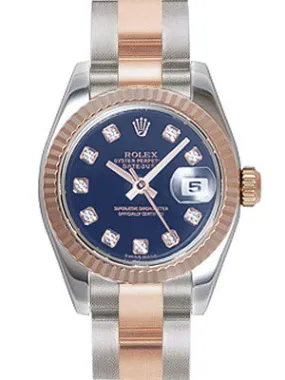 Rolex Lady Datejust 26 Blue Dial Stainless Steel and 18K Everose Gold Oyster Bracelet Automatic Watch BLDO 179171