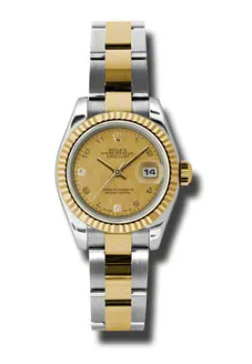 Rolex Lady Datejust 26 Champagne Goldust Mother of Pearl Dial Stainless Steel and 18K Yellow Gold Oyster Bracelet Automatic Watch 179173CGDMADO