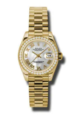 Rolex Lady-Datejust 26 Mother Of Pearl Dial 18K Yellow Gold President Automatic Ladies Watch 179138MRP