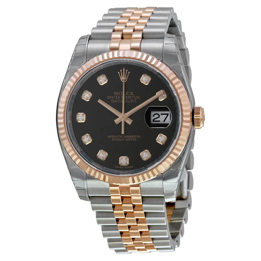 Rolex Oyster Perpetual Datejust 36 Black Dial Stainless Steel and 18K Everose Gold Jubilee Bracelet Automatic Men's Watch 116231BKDJ