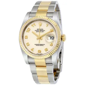 Rolex Oyster Perpetual Datejust 36 Ivory Dial Stainless Steel and 18K Yellow Gold Bracelet Automatic Men's Watch 116233IJAO