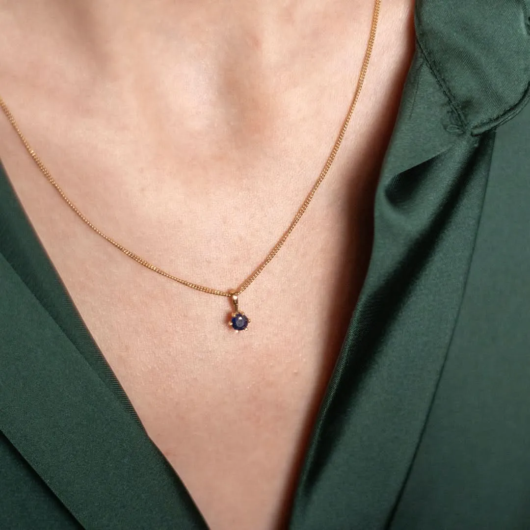 Sapphire Charm Necklace in Gold