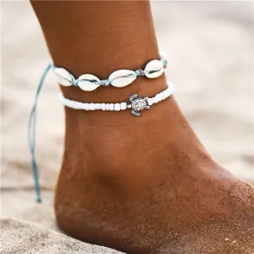 Save Sea Turtle Jewelry | Bead SeaShell Sea Turtle Anklet