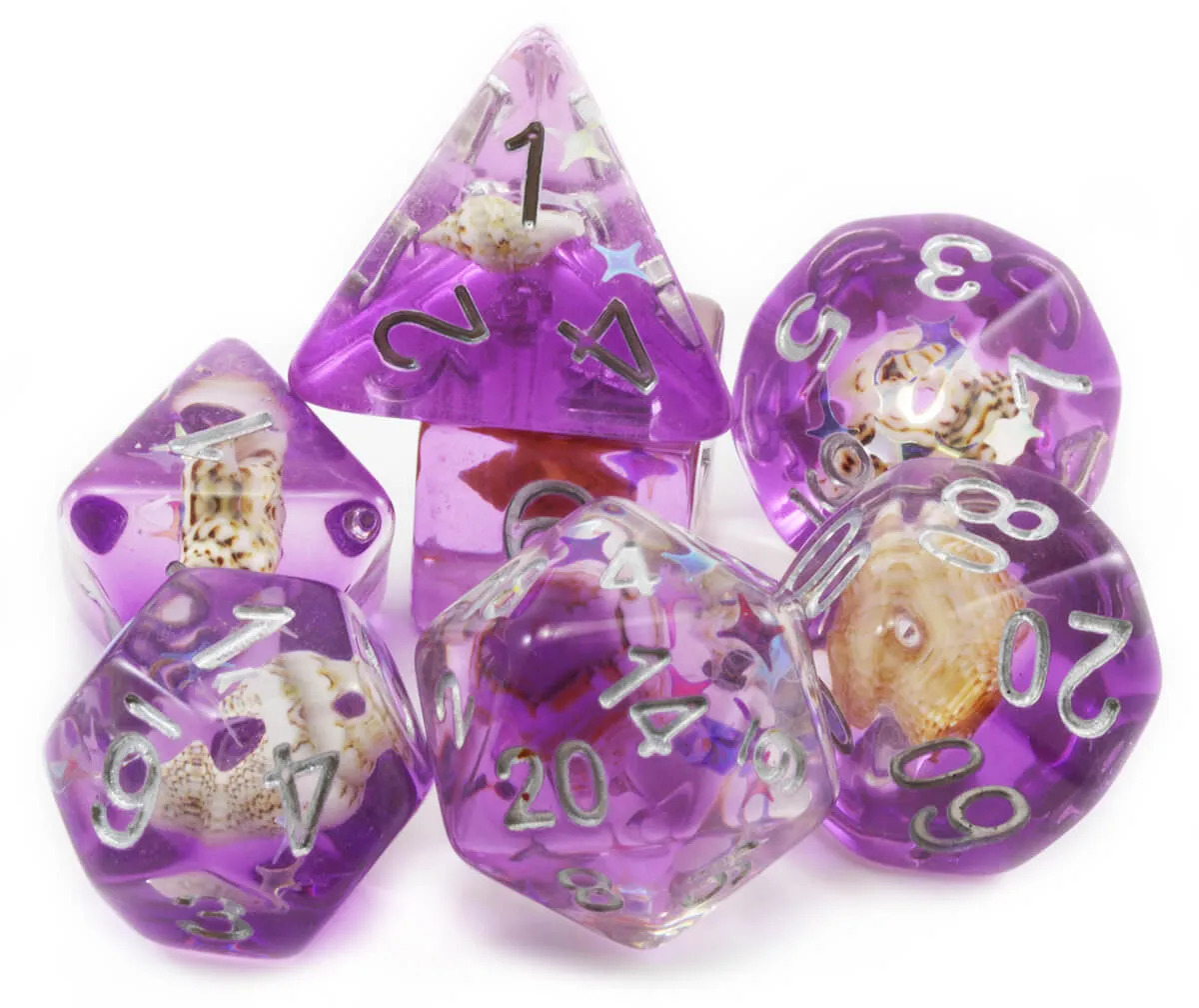 Seashell Dice (Perfect Purple) | RPG Role Playing Game Dice Set