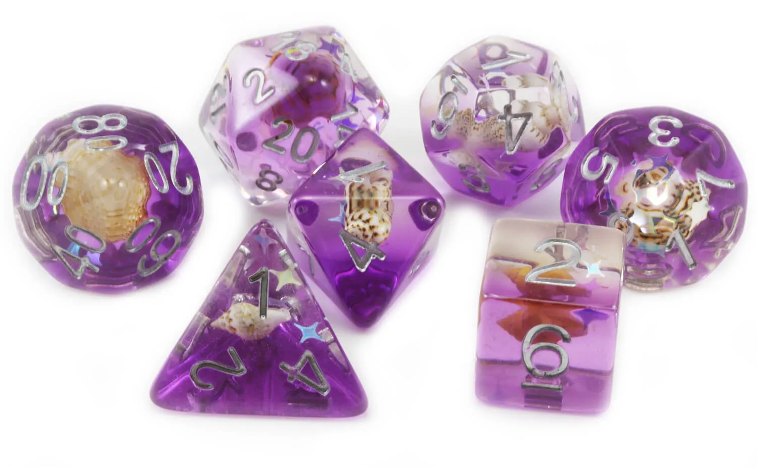 Seashell Dice (Perfect Purple) | RPG Role Playing Game Dice Set