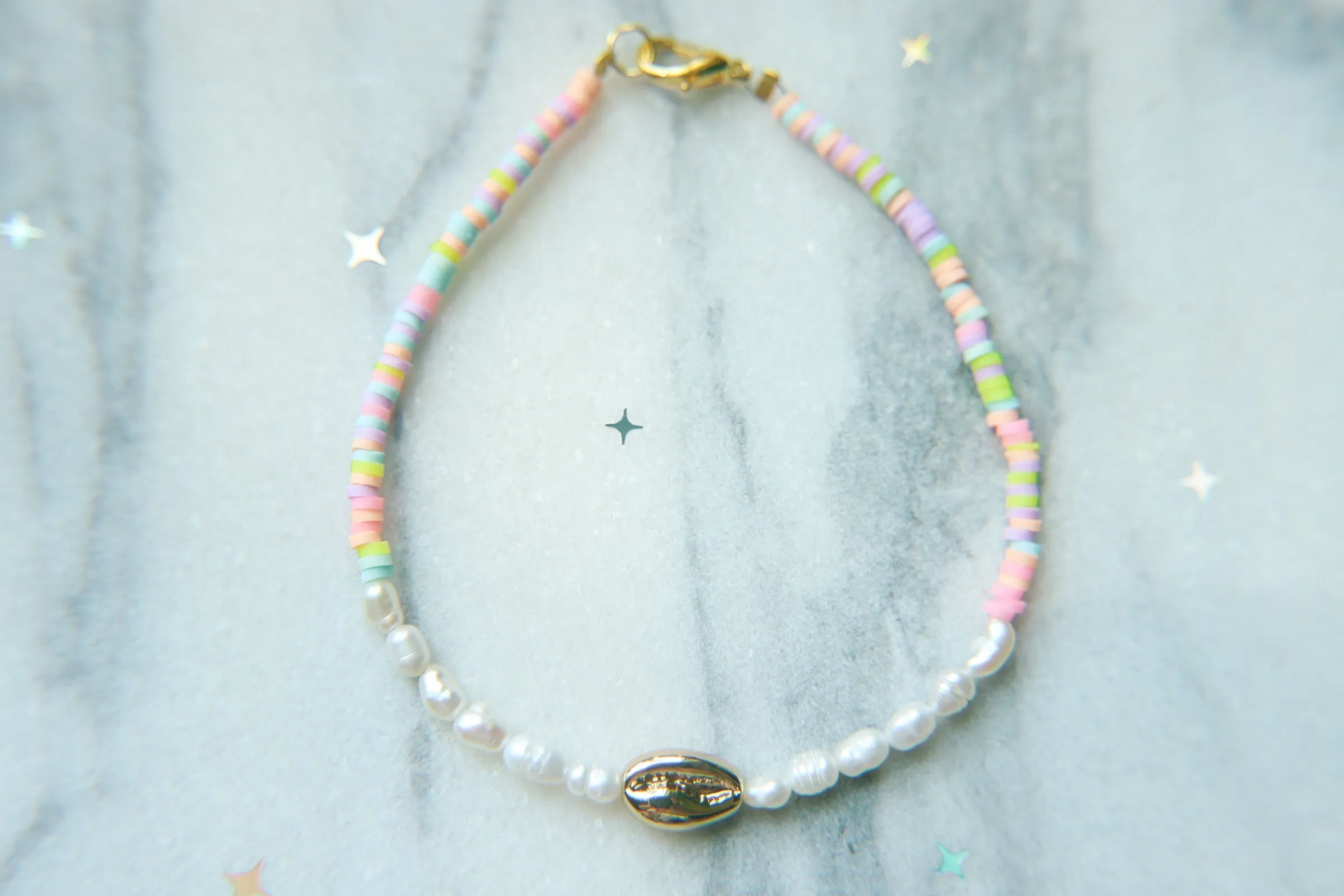 Seashell sugar beaded anklet