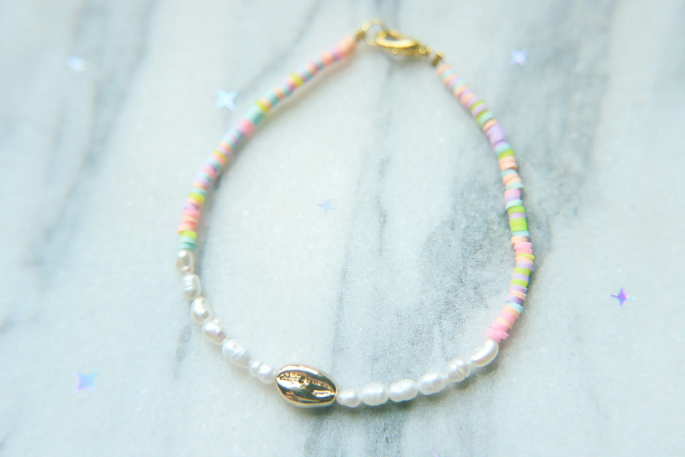 Seashell sugar beaded anklet