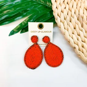 Seed Bead Teardrop Earrings in Red