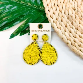 Seed Bead Teardrop Earrings In Yellow