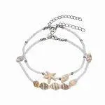 Set Of 2 Seed Bead & Seashell Anklets