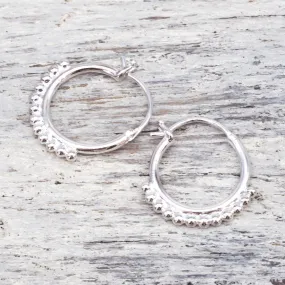 Silver Half Beaded Earrings