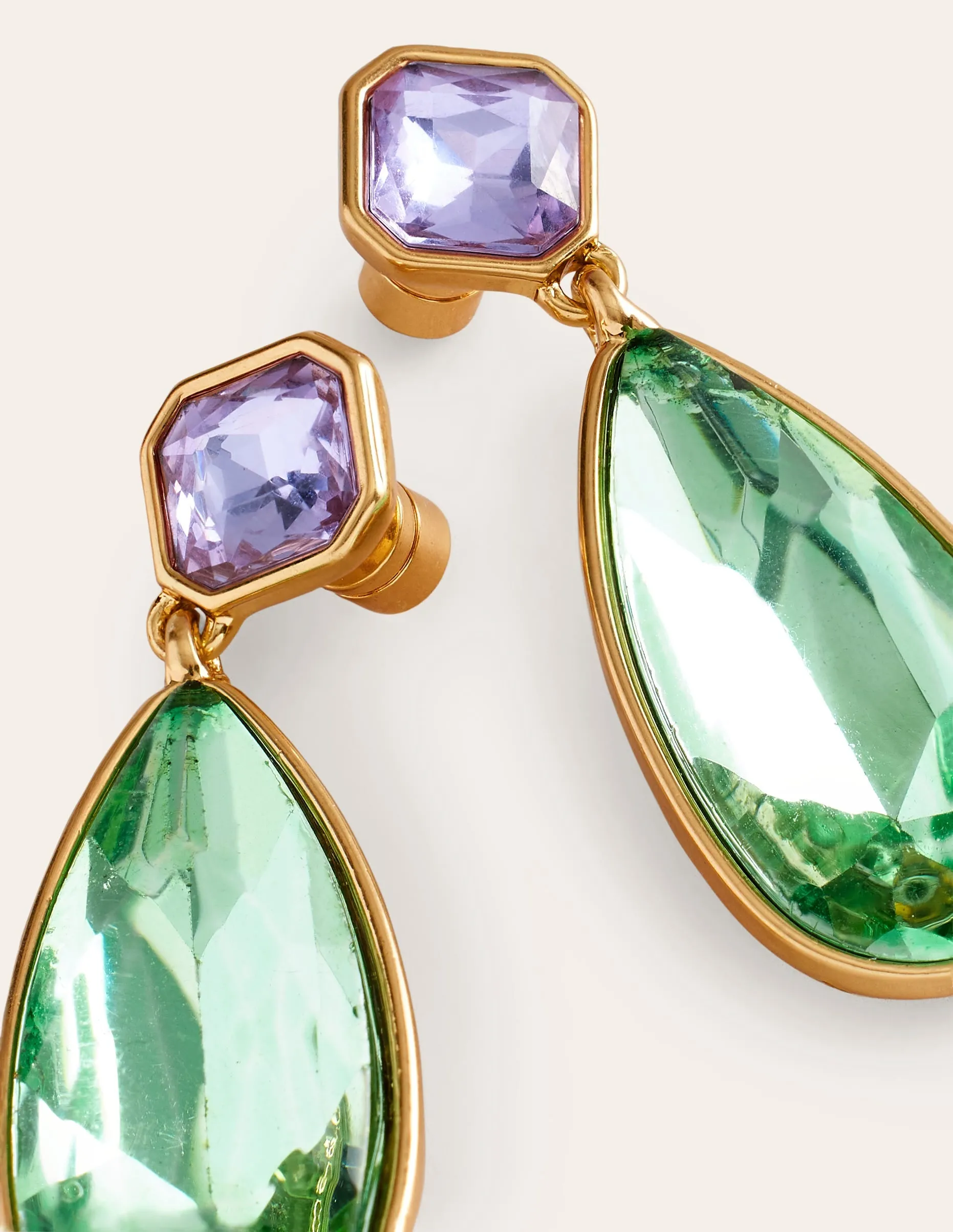 Statement Jewel Earrings-Green and Lilac