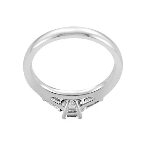 Steffans Emerald Cut Diamond Solitaire Platinum Engagement Ring with Tapered Baguette Cut Diamond Shoulders (RBC: 0.50ct, F/G VS, GIA TB: 0.25ct)