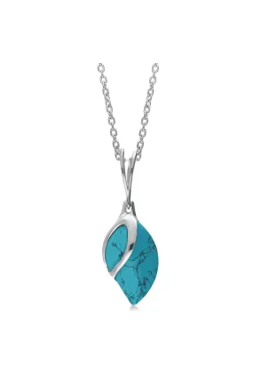 Sterling Silver Turquoise Teardrop Leaf Pendant