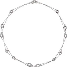 Sterling Silver Yellow Gold Plated Cubic Zirconia 36" Necklace