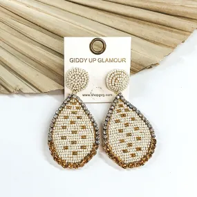 Teardrop Beaded and Crystal Statement Earrings in Ivory