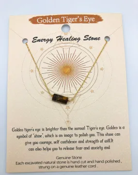 Tigers Eye Energy Healing Stone Courage & Strength Affirmation Necklace