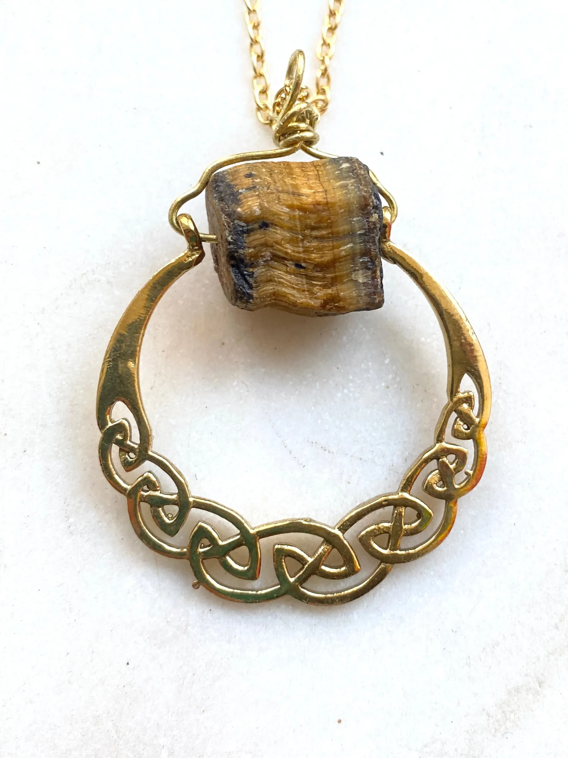 Tiger's Eye Gold Necklace (brass)