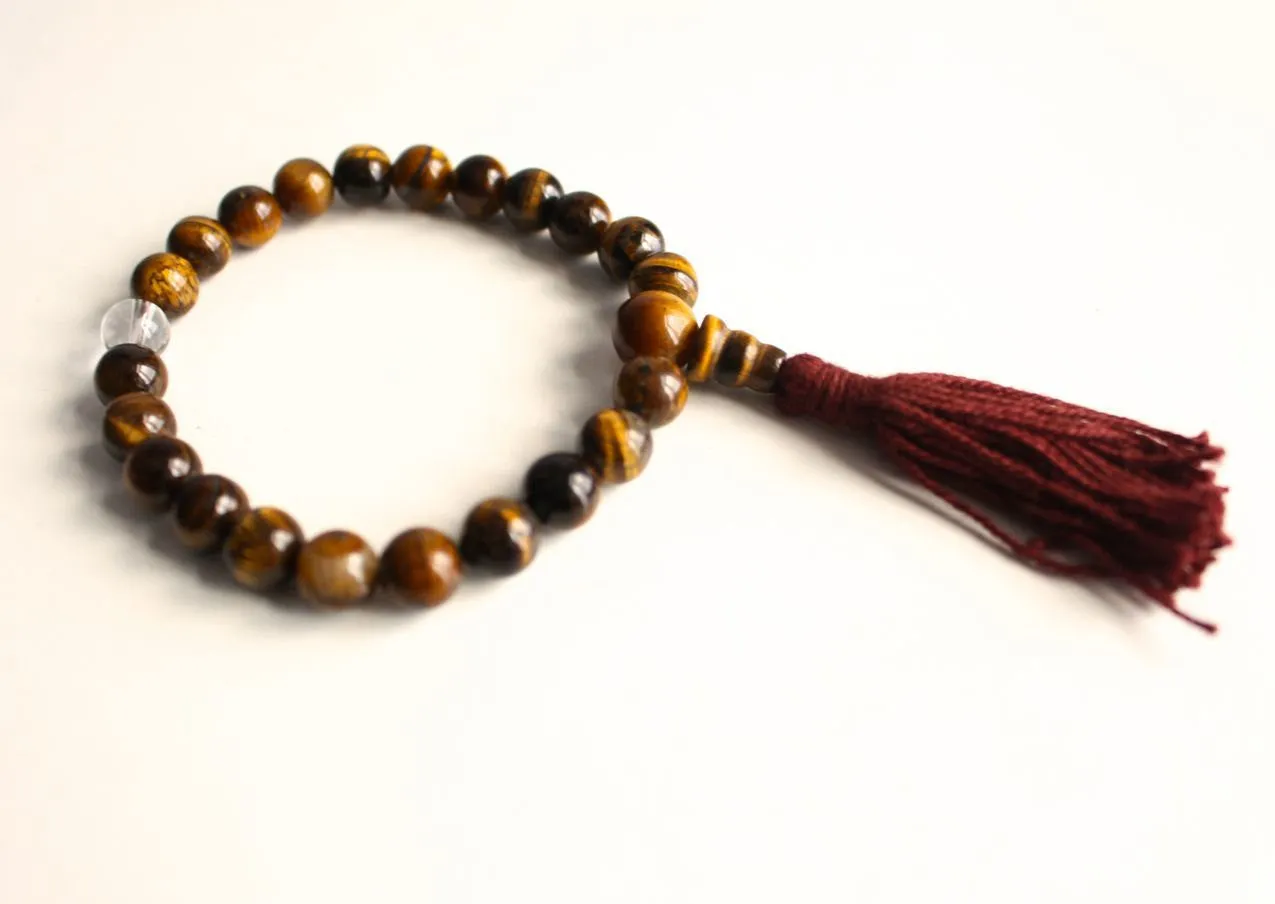 Tigers Eye Tassel Wrist Mala