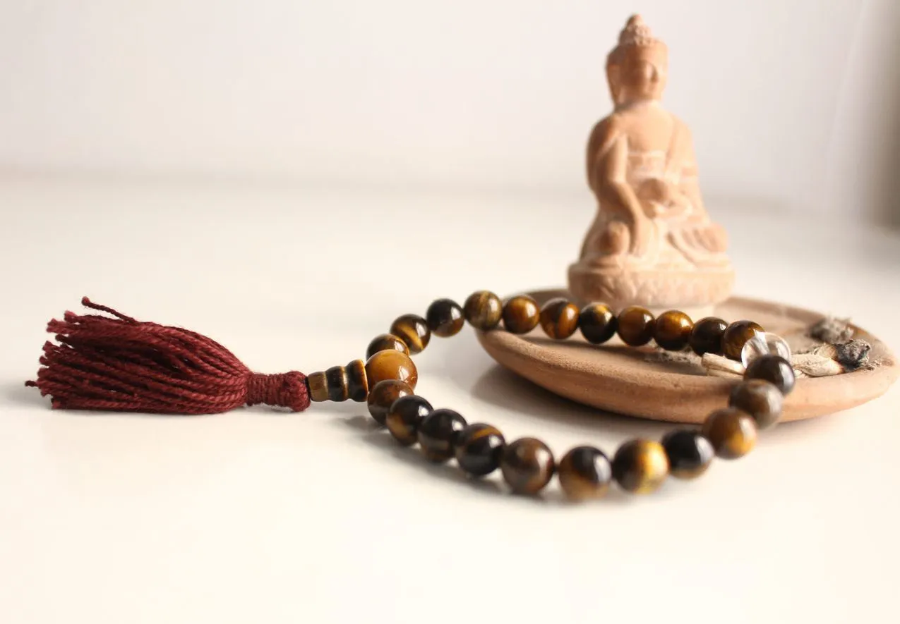 Tigers Eye Tassel Wrist Mala