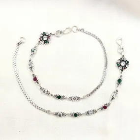 Tri Colour Flower Dot Anklets