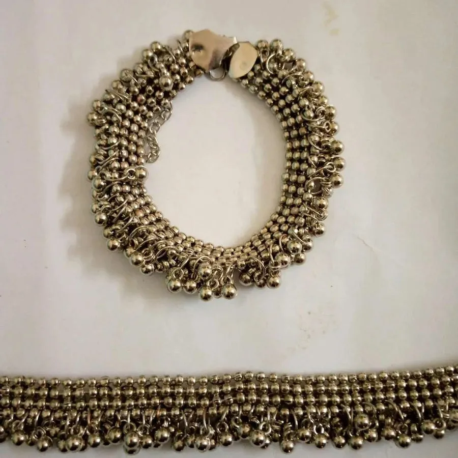 Tribal Silver Kuchi Pair Anklet,Body Jewelry