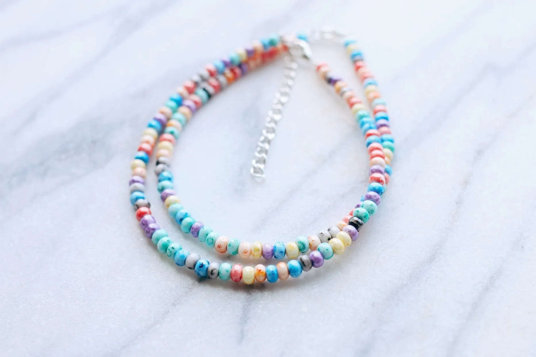 Tropical Punch Tie Dye Glass Beaded Anklet