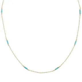 Tubular Turquoise Grace Necklace - 9ct Gold