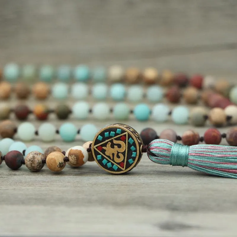 Turquoise Brown Beaded Necklace