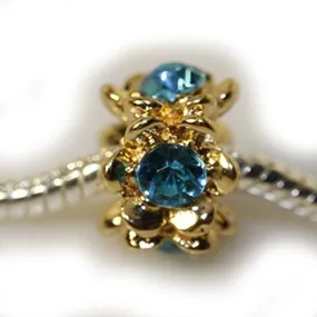Turquoise  Crystals Charm Compatible with European Snake Chain Charm Bracelet