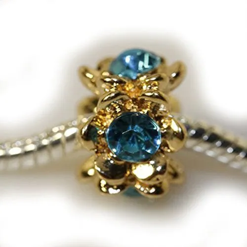 Turquoise  Crystals Charm Compatible with European Snake Chain Charm Bracelet