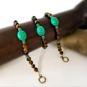 Turquoise Tiger's Eye Beaded Bracelet (Pack of 4)