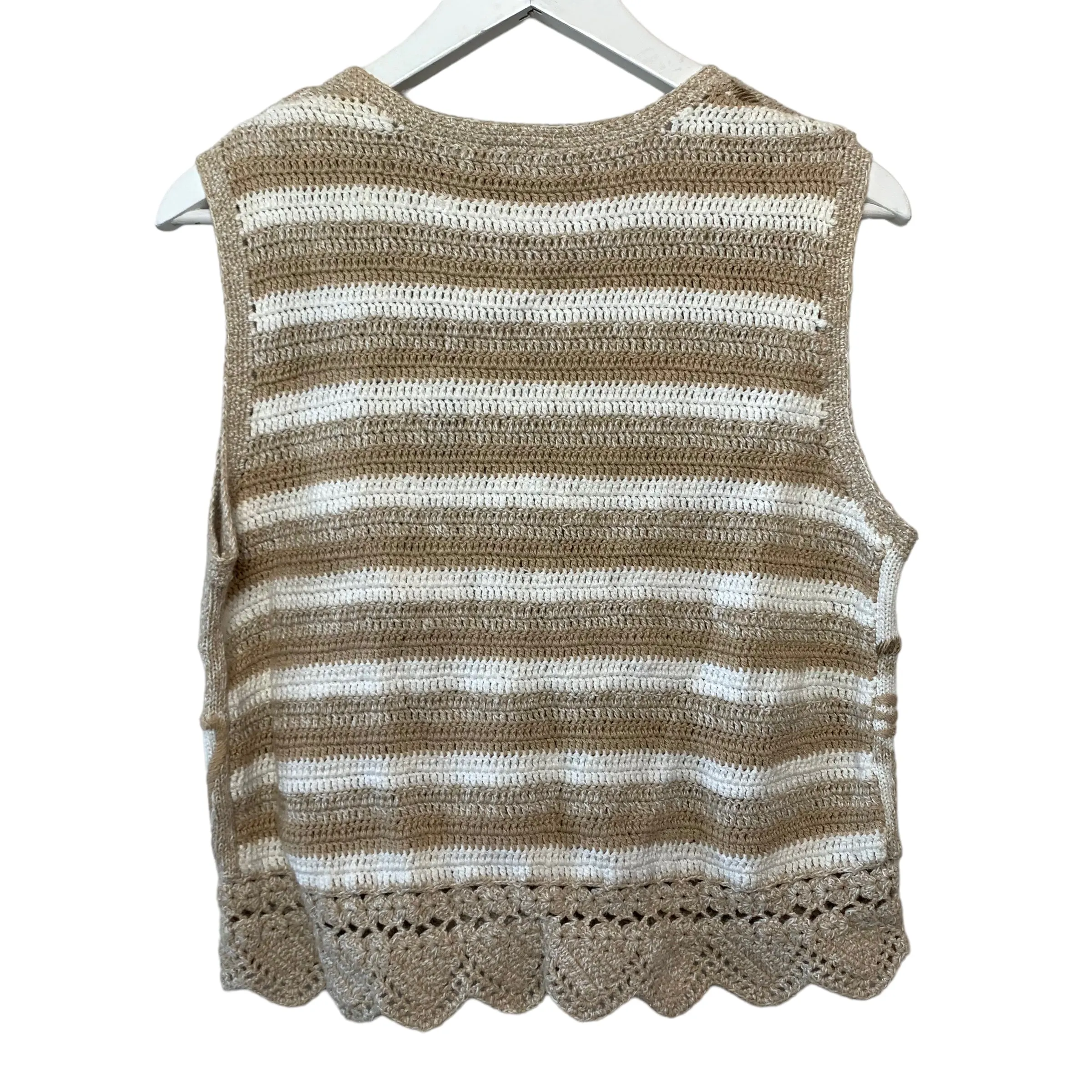 Vintage 90s Sigrid Olsen Sweater Vest Seashell Coastal Neutral Crochet Small