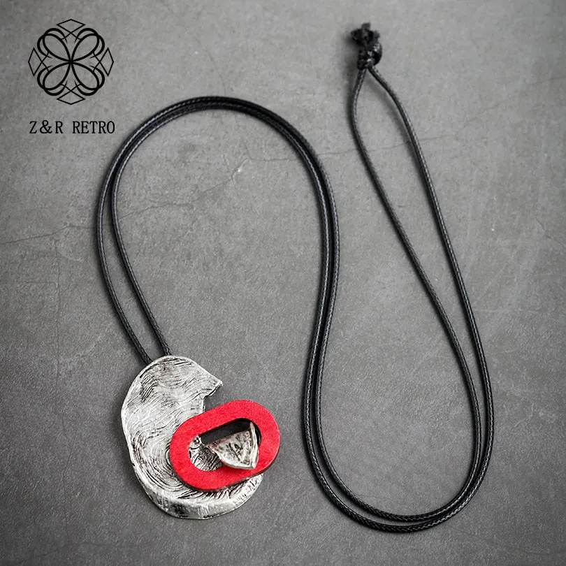 Vintage Handmade irregular long rope Pendant&Necklaces