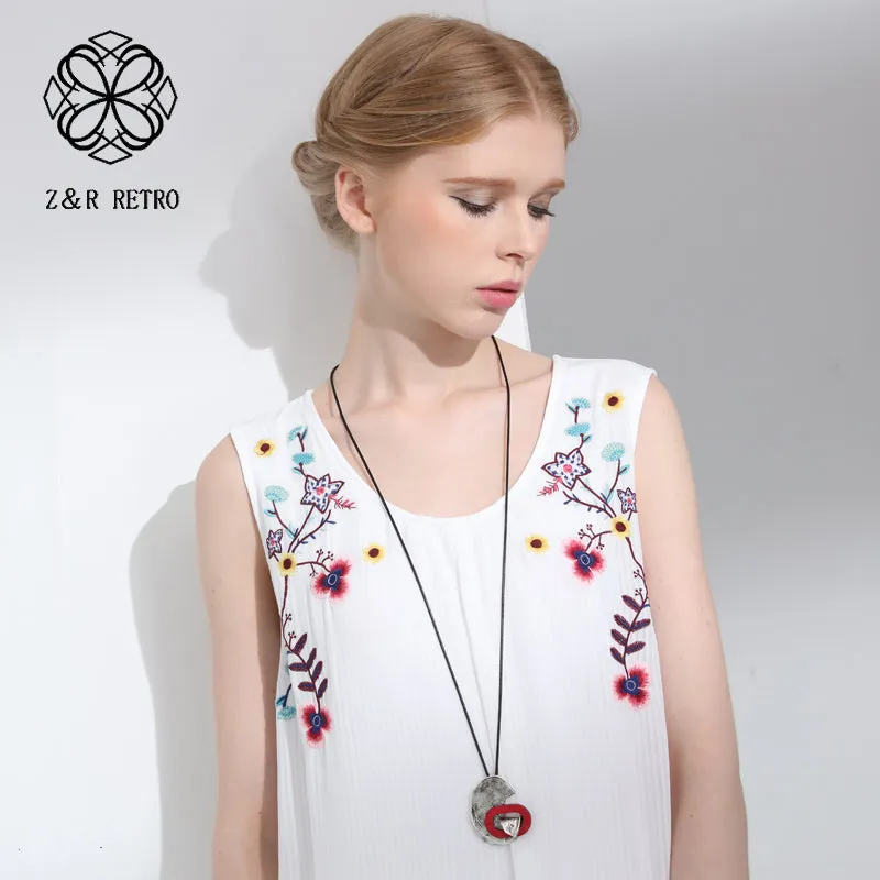 Vintage Handmade irregular long rope Pendant&Necklaces