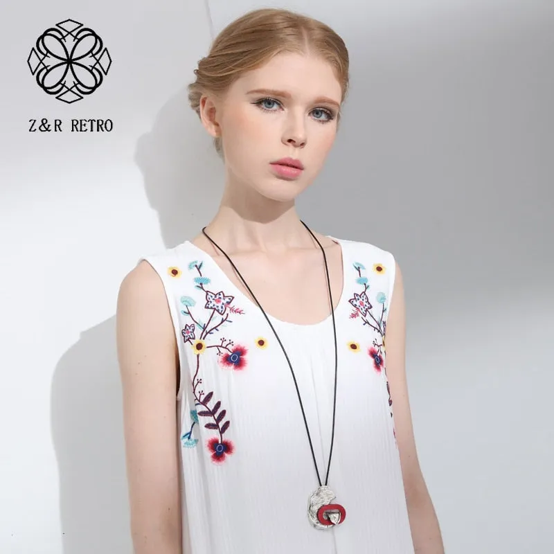 Vintage Handmade irregular long rope Pendant&Necklaces