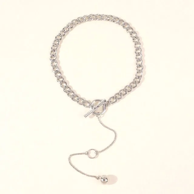 Vintage Punk Style Choke Chain with Long Ball Pendant