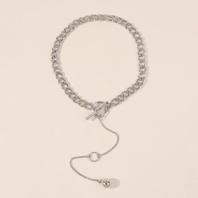 Vintage Punk Style Choke Chain with Long Ball Pendant