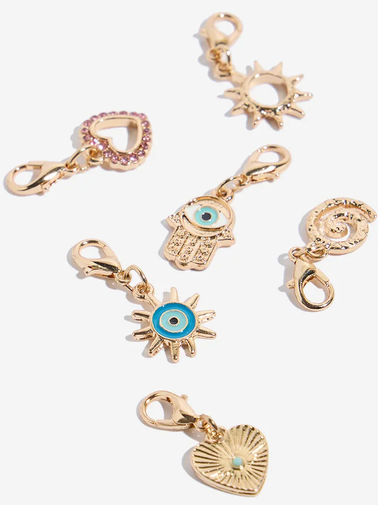 Westside Accessories Gold DIY Assorted Evil-Eye Charms - Pack of 6