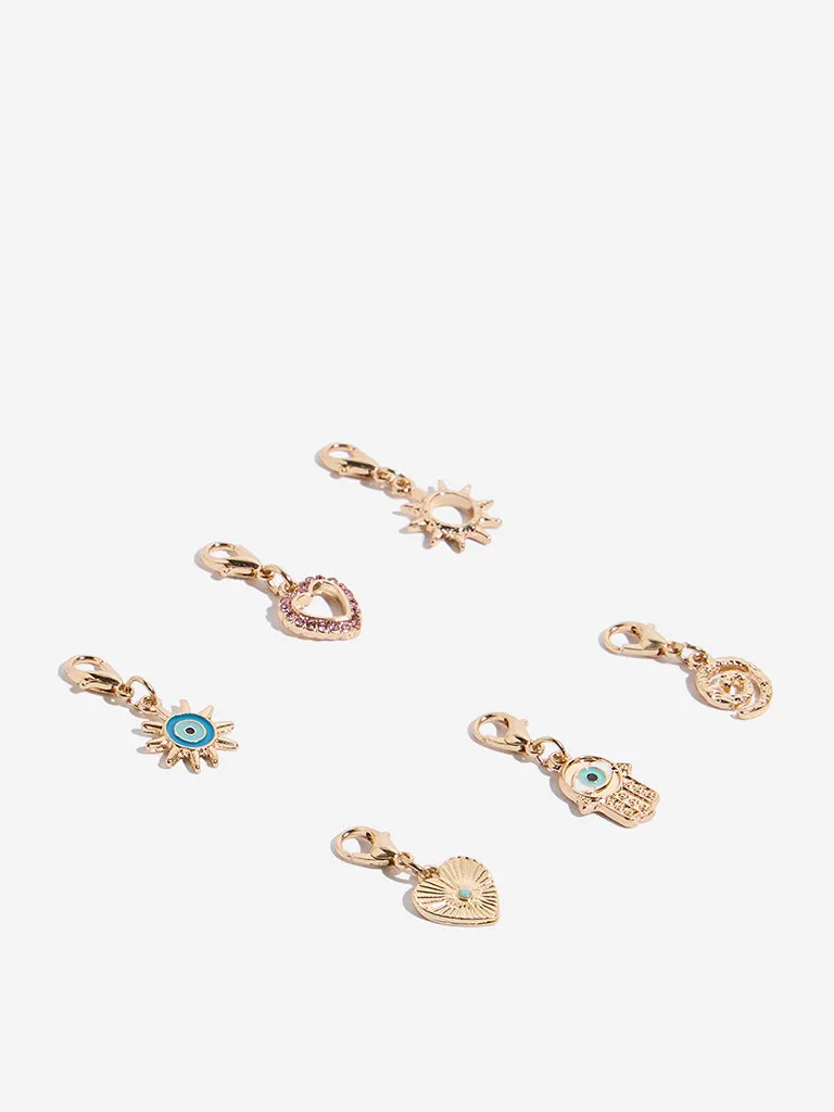 Westside Accessories Gold DIY Assorted Evil-Eye Charms - Pack of 6