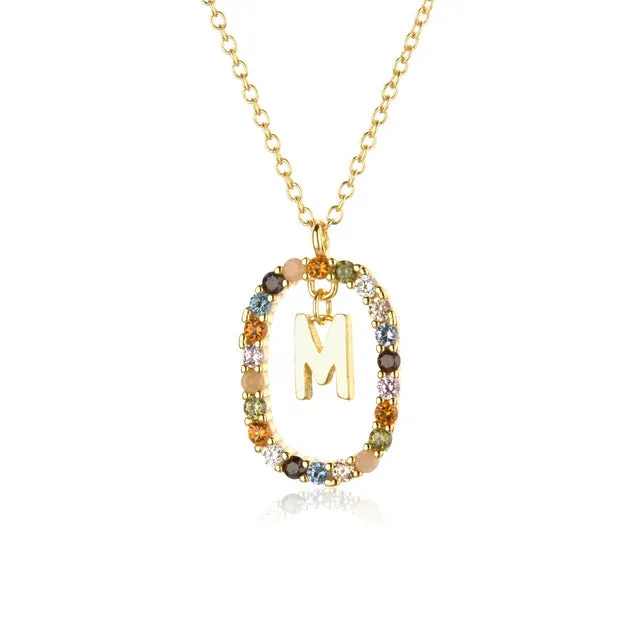Wholesale Alphabet Gemstone Crystal Copper Necklaces