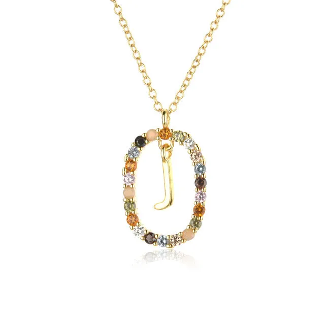 Wholesale Alphabet Gemstone Crystal Copper Necklaces