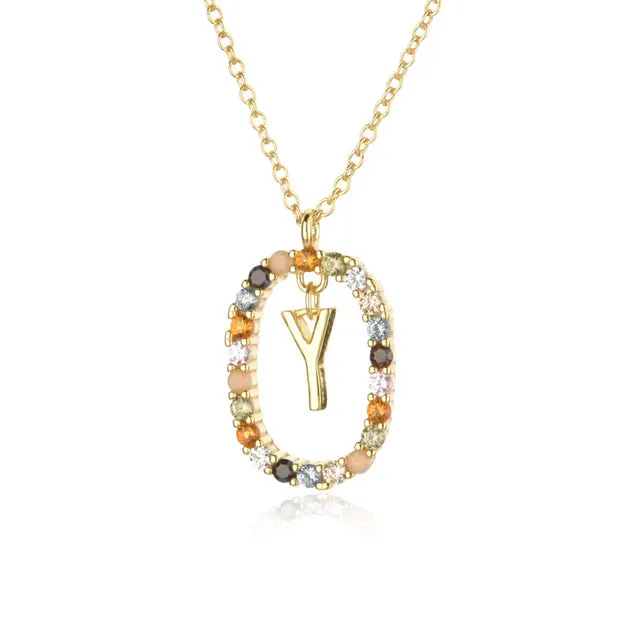Wholesale Alphabet Gemstone Crystal Copper Necklaces
