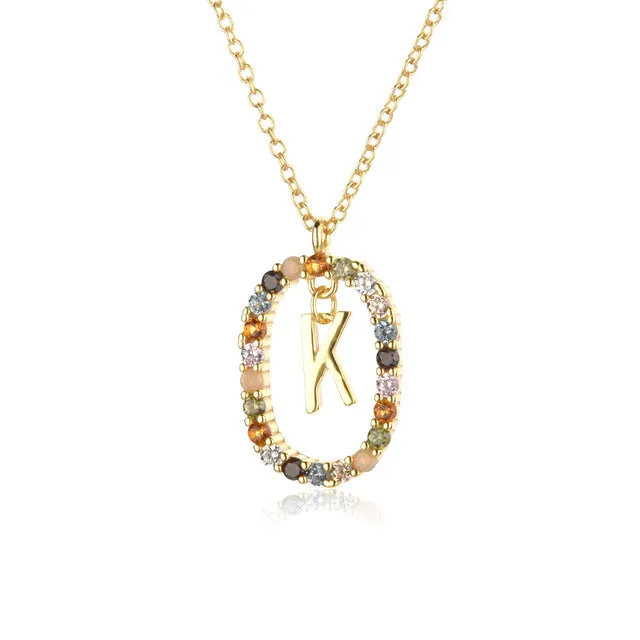 Wholesale Alphabet Gemstone Crystal Copper Necklaces